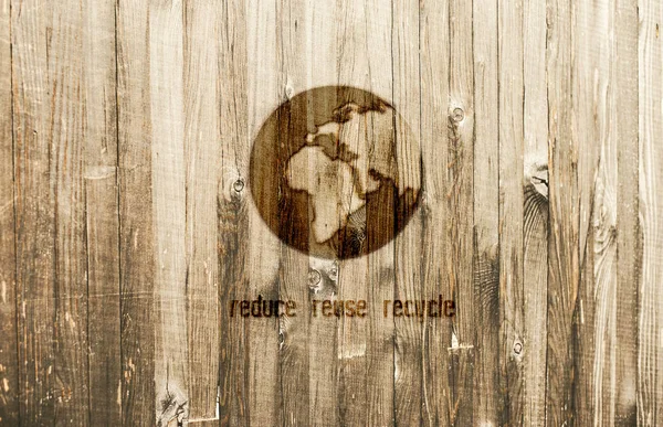 Planeta Tierra Quemada Fondo Madera Diseñado Para Eco Banner Texto — Foto de Stock