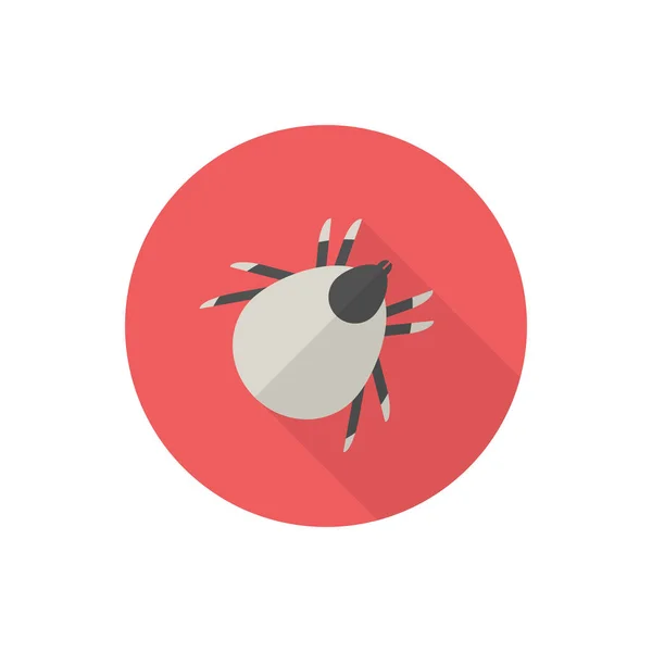Castor Bean Tick Icon Flat Design Red Background Vector Illustration — Stock Vector