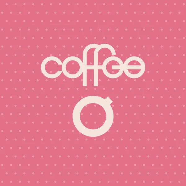 Verspielter Schriftzug Kaffee mit einer einfachen stilisierten Kaffeetasse auf rosa gepunktetem Hintergrund. — Stockvektor