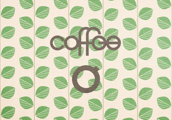 Грайливе листування Кава з простим стилізованим чашкою кави на фоні зі стилізованим листям . — стоковий вектор