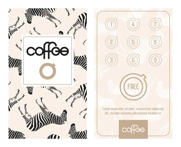Pozioma karta z programem lojalnościowym dla klientów. Zaprojektowane na przykład Kawiarnie, Kawiarnie, Bistro, etc. — Wektor stockowy