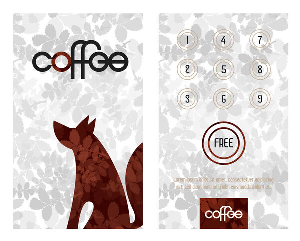 Loyalty card. Horizontal card with loyalty program for customers of coffee Shops, caffee houses and more.