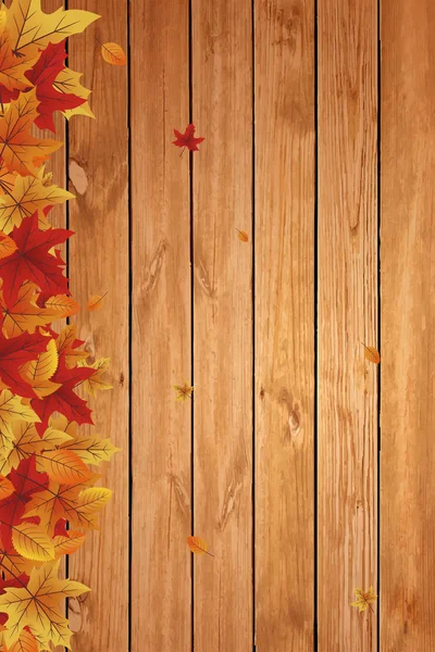 Herfst Achtergrond Getextureerde Houten Achtergrond Met Gele Herfstbladeren — Stockfoto