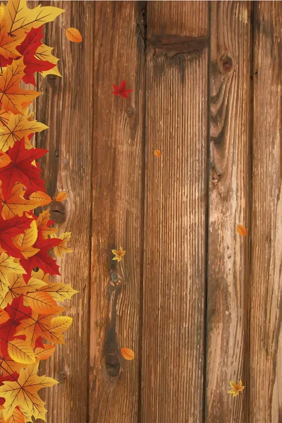 Осенний Фон Текстурированный Деревянный Фон Осенью Желтые Листья — стоковое фото