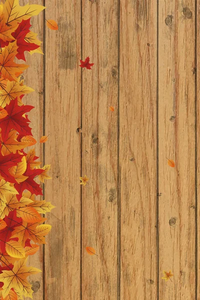 Herfst Achtergrond Getextureerde Houten Achtergrond Met Gele Herfstbladeren — Stockfoto