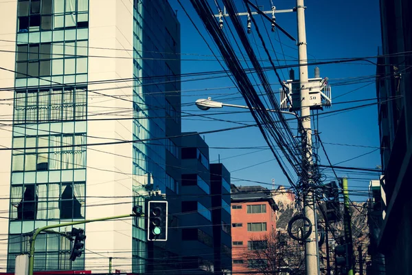 Viele Kollabierte Kabel Der Stadt — Stockfoto