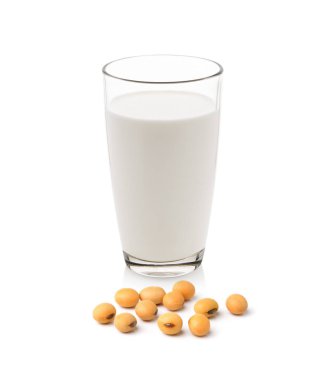 süt beyaz zemin üzerine soya fasulyesi ile