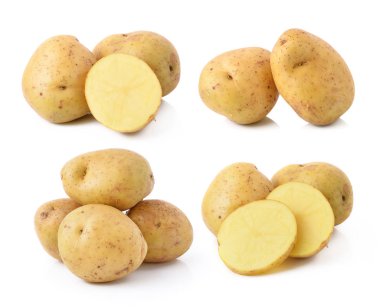 Beyaz arkaplanda izole edilmiş patates