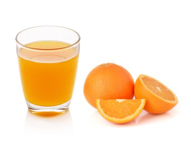 taze portakal ve meyve suyu ile cam