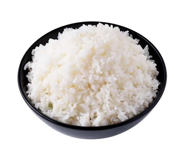 Arroz Uma Tigela Fundo Branco — Fotografia de Stock