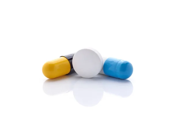 Tabletta Kapszula Izolált Fehér Alapon — Stock Fotó