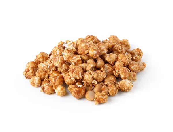 Popcorn Caramello Isolato Sfondo Bianco — Foto Stock