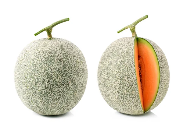 Melon Cantaloup Isolé Sur Fond Blanc — Photo