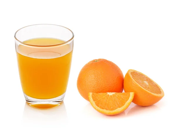 Laranja Fresca Vidro Com Suco — Fotografia de Stock