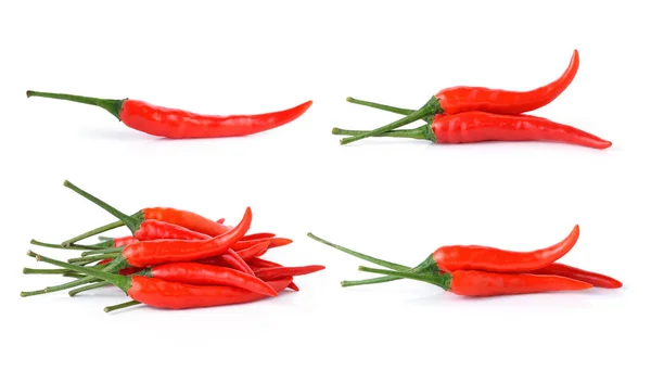 Rode Hete Chili Pepers Witte Achtergrond — Stockfoto