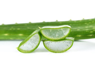 Aloe Vera beyaz arkaplanda ayrılıyor