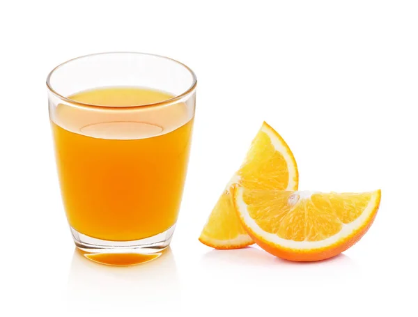 Naranja Fresca Vidrio Con Jugo Sobre Fondo Blanco —  Fotos de Stock