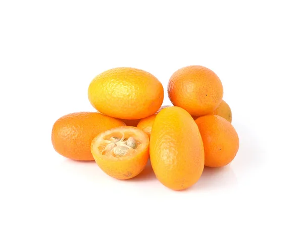 Fructe Kumquat Izolate Fundal Alb — Fotografie, imagine de stoc