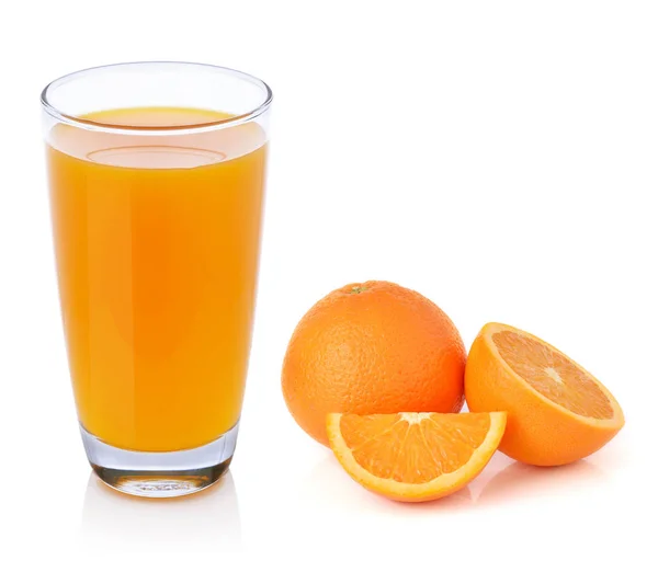 Свежие Апельсины Сок Изолированы Белый — стоковое фото