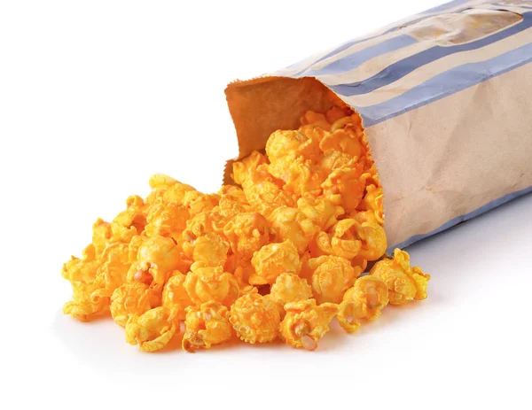 Söta Popcorn Vit Bakgrund — Stockfoto