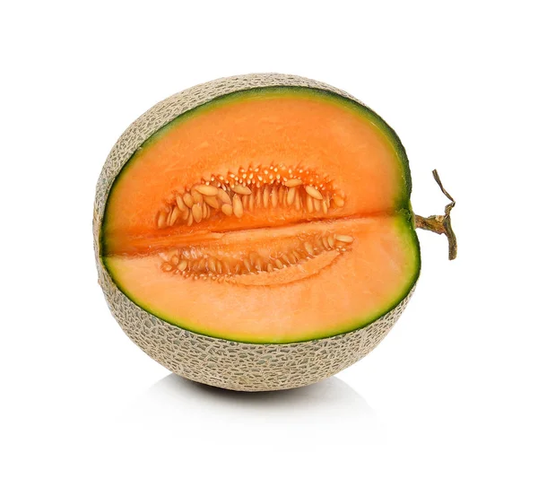 Cantaloupe Meloen Witte Achtergrond — Stockfoto