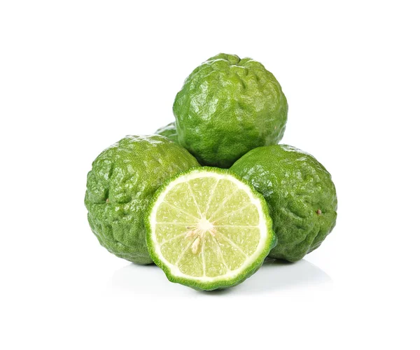 Bergamotte Kaffir Lime Isoliert Auf Weißem Hintergrund — Stockfoto