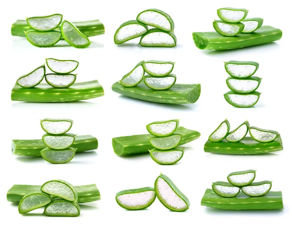 aloe vera taze yaprak beyaz izole
