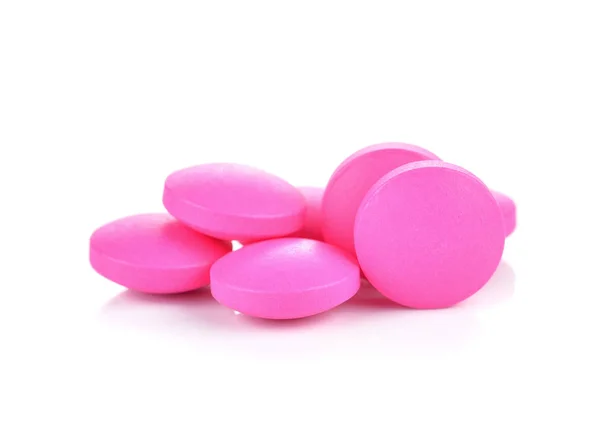 Pastillas Rosadas Sobre Fondo Blanco — Foto de Stock