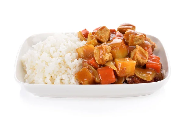 Curry Arroz Sobre Fundo Branco — Fotografia de Stock