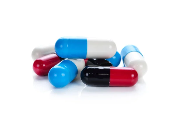 Tabletták Kapszula Fehér Háttér — Stock Fotó