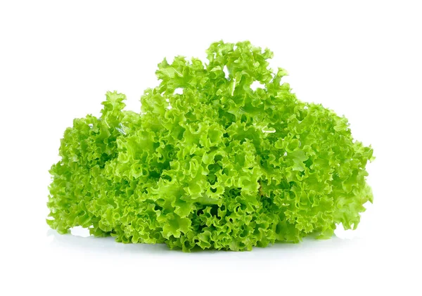 Frische Grüne Salatblätter Isoliert Auf Weiß — Stockfoto