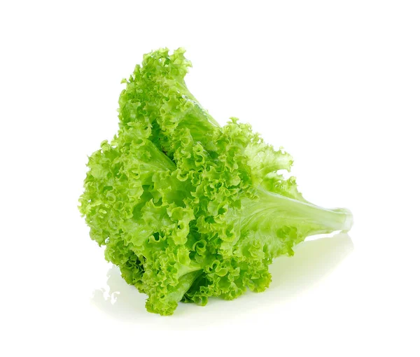 Grüne Salatblätter Isoliert Auf Weiß — Stockfoto