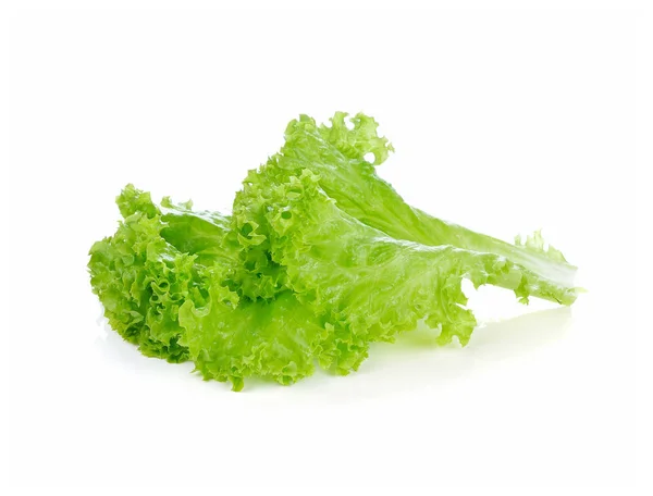 Green Lettuce Leaves Isolated White — Stock Photo, Image