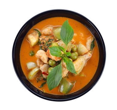 domuz Curry, beyaz zemin üzerine Tayland mutfağı.