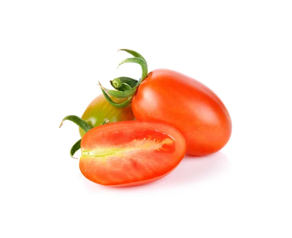 Pequeno Tomate Cereja Fundo Branco — Fotografia de Stock