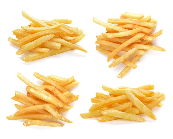 Σωρό Από Νόστιμα Γαλλικά Πατάτες Λευκό Φόντο — Φωτογραφία Αρχείου