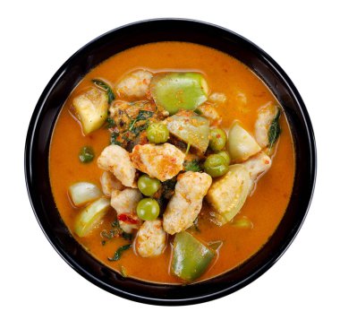 domuz Curry, beyaz zemin üzerine Tayland mutfağı.