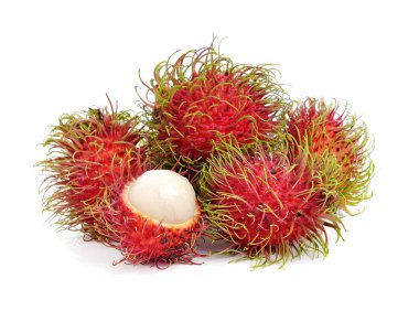 Rambutan tatlı lezzetli meyve beyaz arka planda izole