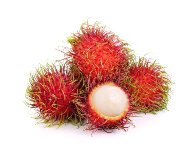 Rambutan meyvesi beyaz arkaplanda izole