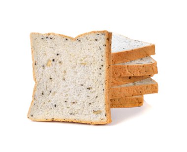 tahıl ve beyaz arka plan üzerinde siyah susam ekmek