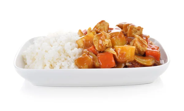 Curry Rice White Background — Stock Photo, Image