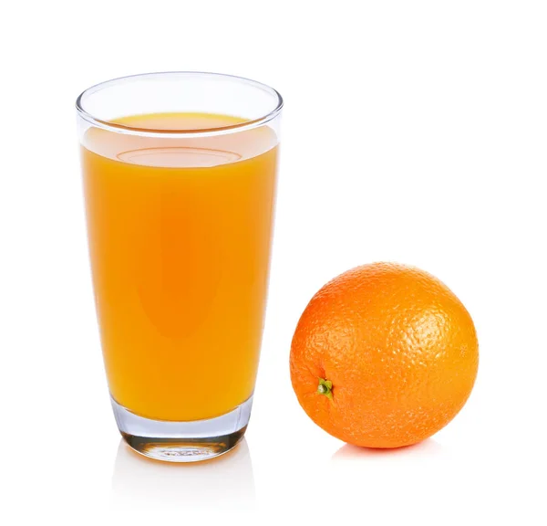 Orange Fraîche Verre Avec Jus — Photo