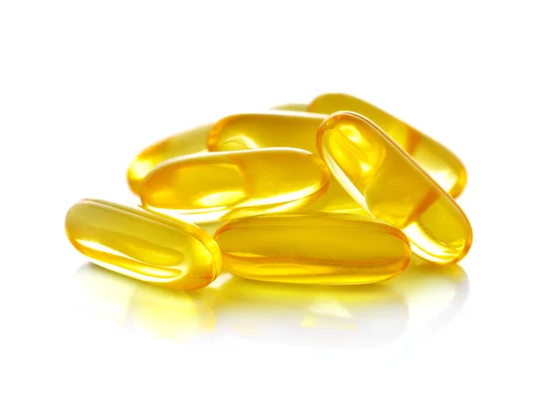 Omega Cápsulas Fish Oil Sobre Fundo Branco — Fotografia de Stock