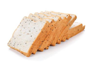 ekmek ve beyaz arka plan üzerinde siyah susam