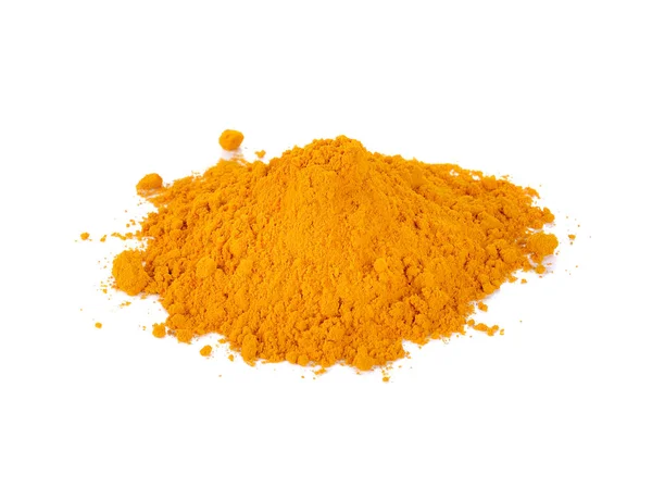 Turmeric Curcuma Pulbere Izolată Fundal Alb — Fotografie, imagine de stoc