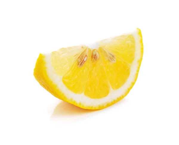 Fatia Limão Isolada Branco — Fotografia de Stock