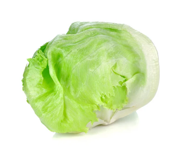 Green Iceberg Lettuce White Background — Stock Photo, Image