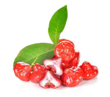 Beyaz arkaplanda yalıtılmış gül elmaları veya chomphu.