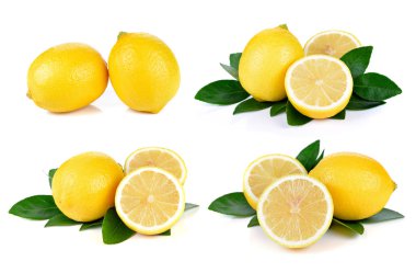 Beyaza izole edilmiş taze limon