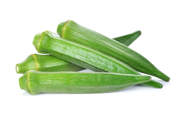 Fresh Okra Green Roselle White Background — Stock Photo, Image